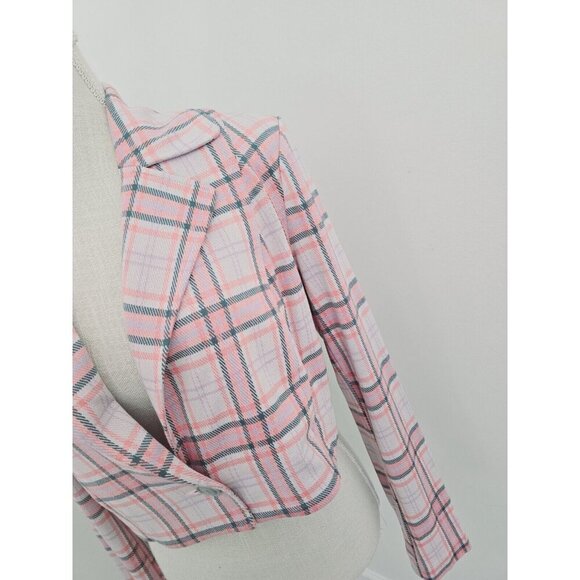 Cabi Playdate Pink Purple Plaid Crop Jacket Wide Leg Pants Outfit Set Size M - Picture 7 of 14